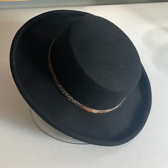 IMPORTINA Dollman Hat Womens Black Roll Up Edge Wool Leather Feathers Trim Vtg - Picture 8 of 13